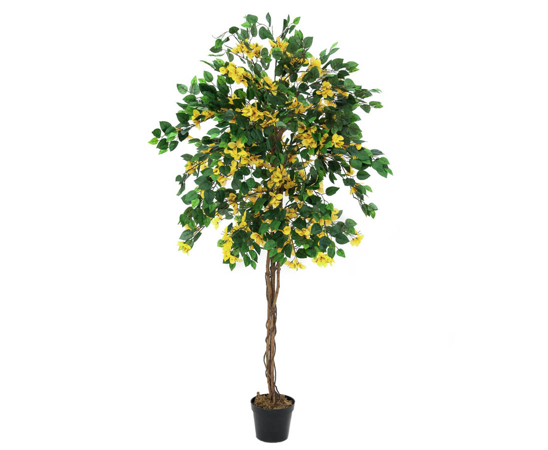 Bougainvillea kunsttræ 180 cm med gule blomster, Kunstige planter & træer hos HomeNordic