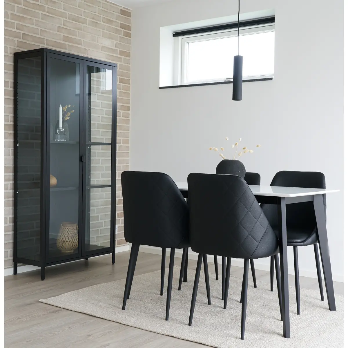 Brisbane Vitrineskab - Vitrineskab, 2 Glaslåger, Stål, Sort 80X35X175 Cm – billede 10
