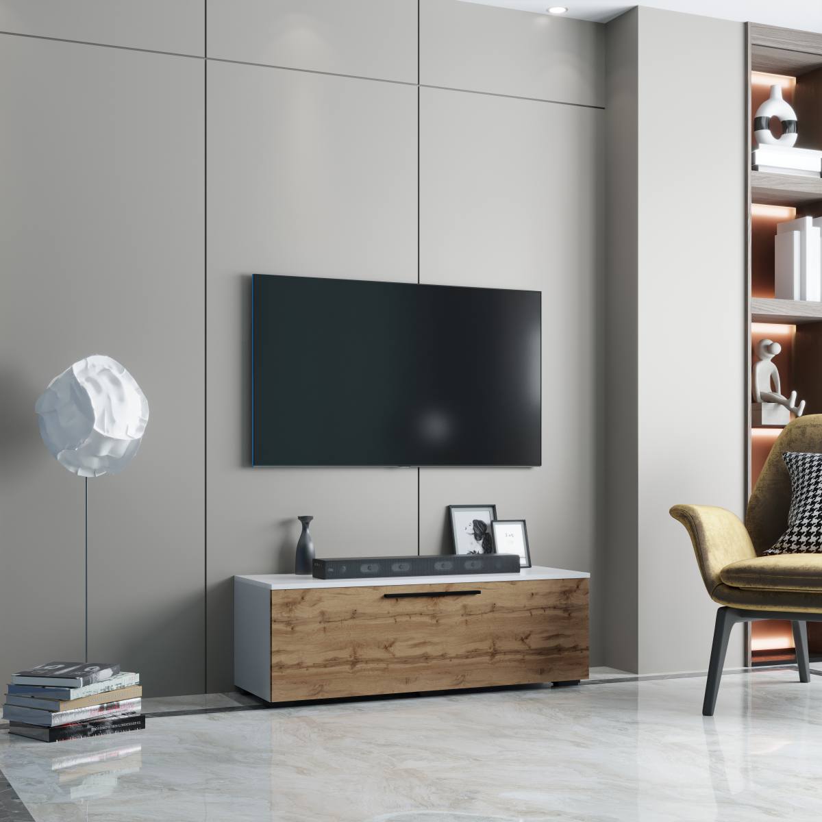 VCM NORDIC Arila M TV-bord, m. 1 låge og 2 rum, produktbillede 5 af 5, TV-borde hos HomeNordic