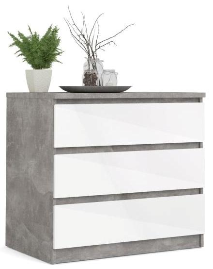 Nibe 75 cm kommode i beton look med 3 skuffer., Kommoder hos HomeNordic