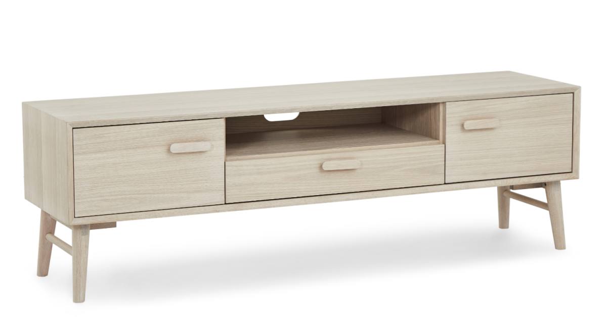 Egeskov TV bord i hvidolieret ege finér 160 x 42 cm med opbevaring og, TV-borde hos HomeNordic