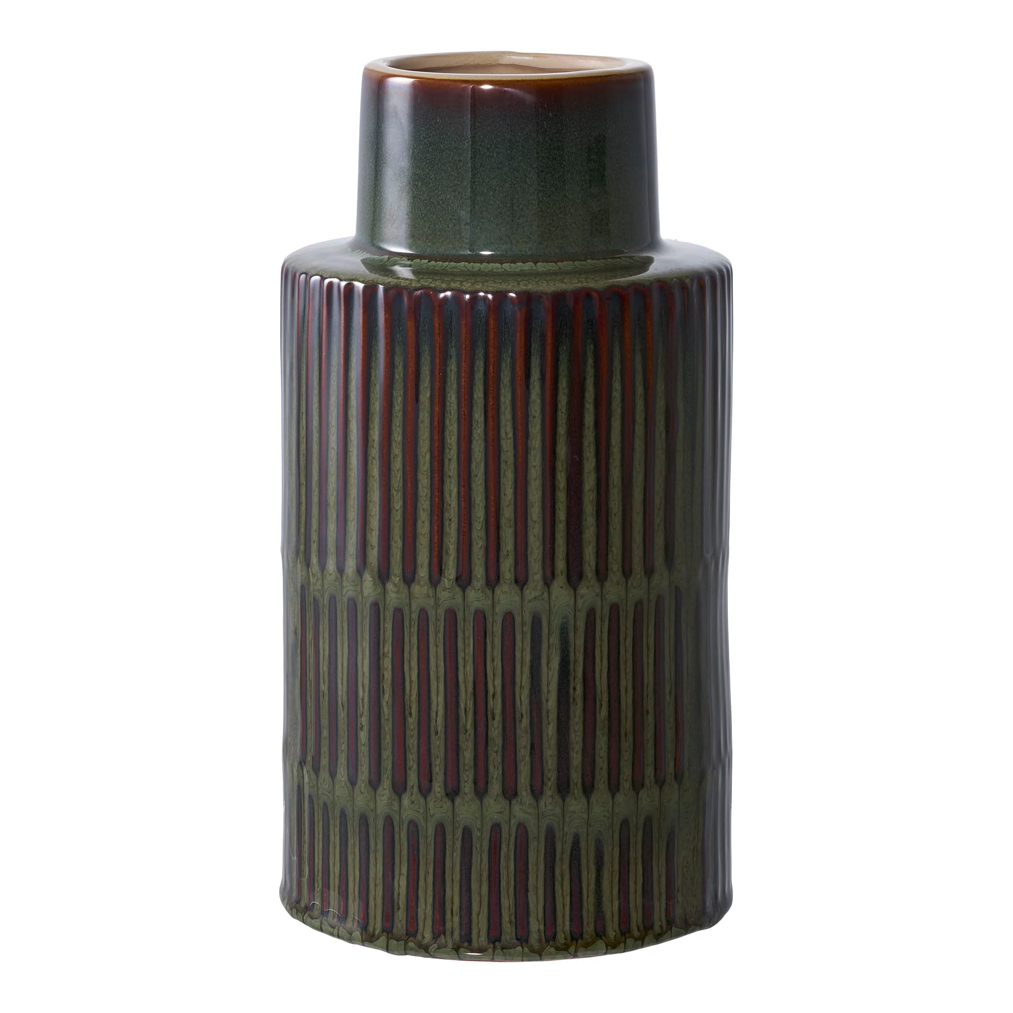 Vase - Vase, Keramik, Grøn/Brun Ø16X30 Cm, Vaser hos HomeNordic