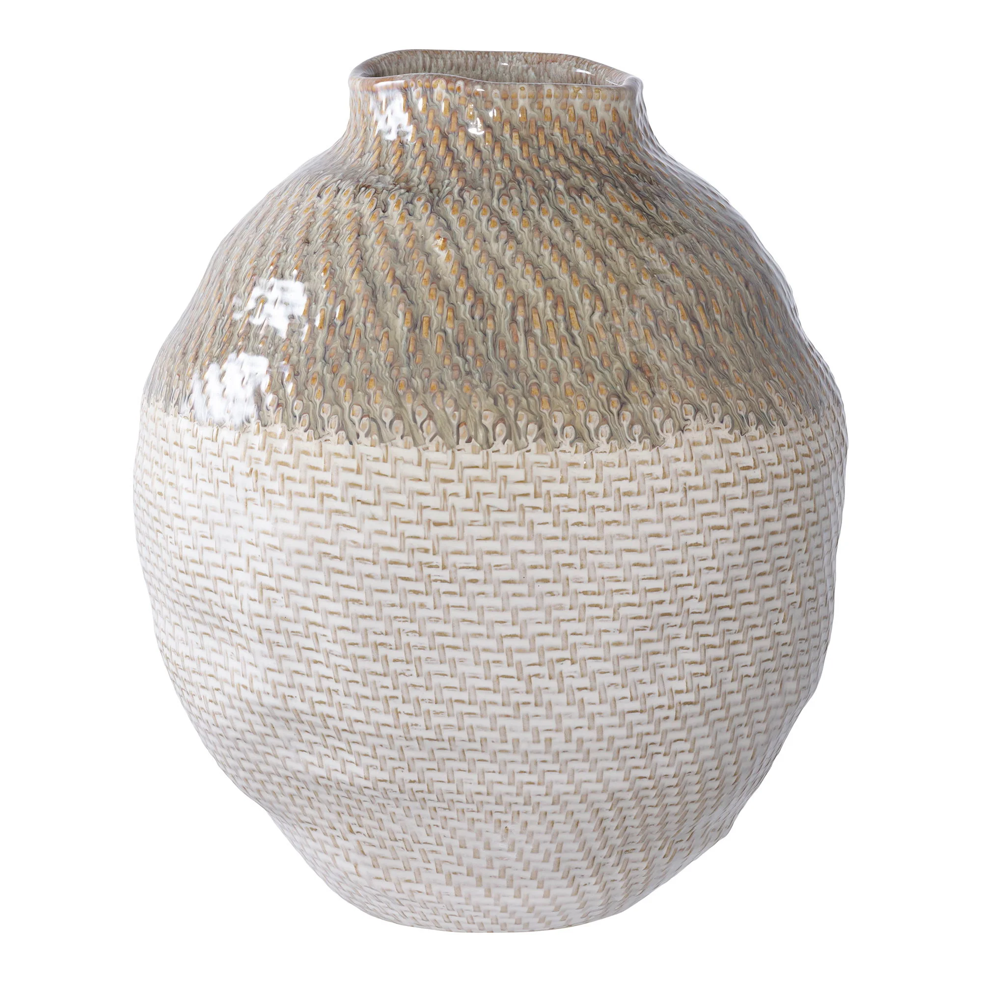 Vase - Vase, Keramik, Hvid/Grøn Ø26X30,5 Cm, Vaser hos HomeNordic