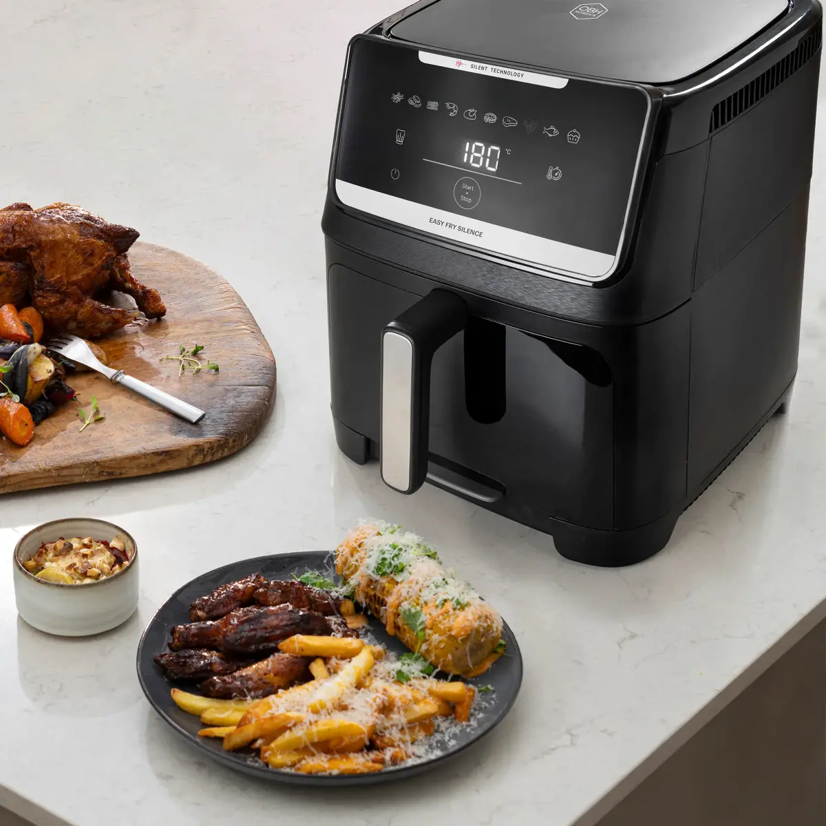 OBH Nordica Easy Fry Silence Vision airfryer 7 liter, sort, produktbillede 8 af 8, Airfryers hos HomeNordic
