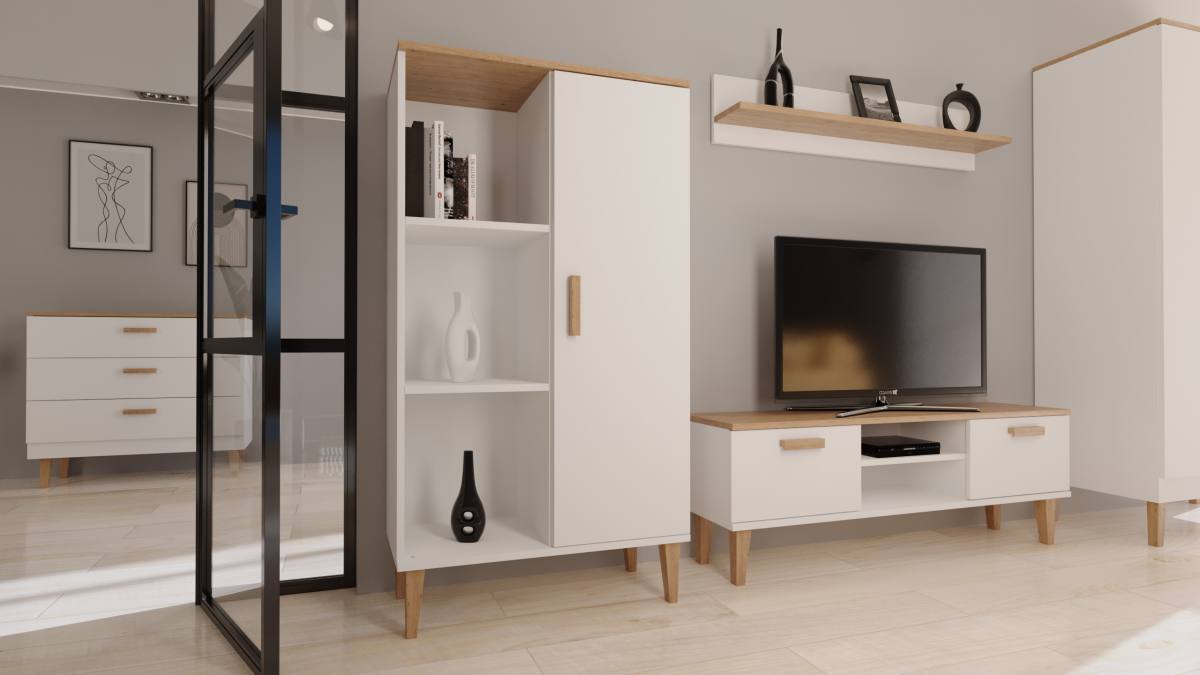 KOCOT Denver TV-bord, m. 2 låger og 1 hylde, produktbillede 4 af 4, TV-borde hos HomeNordic