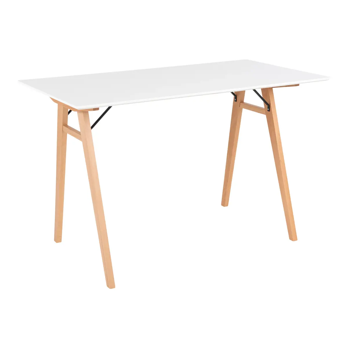 Vojens - Skrivebord i hvid og natur, 120x60x75,5cm, produktbillede 2 af 5, Skriveborde hos HomeNordic
