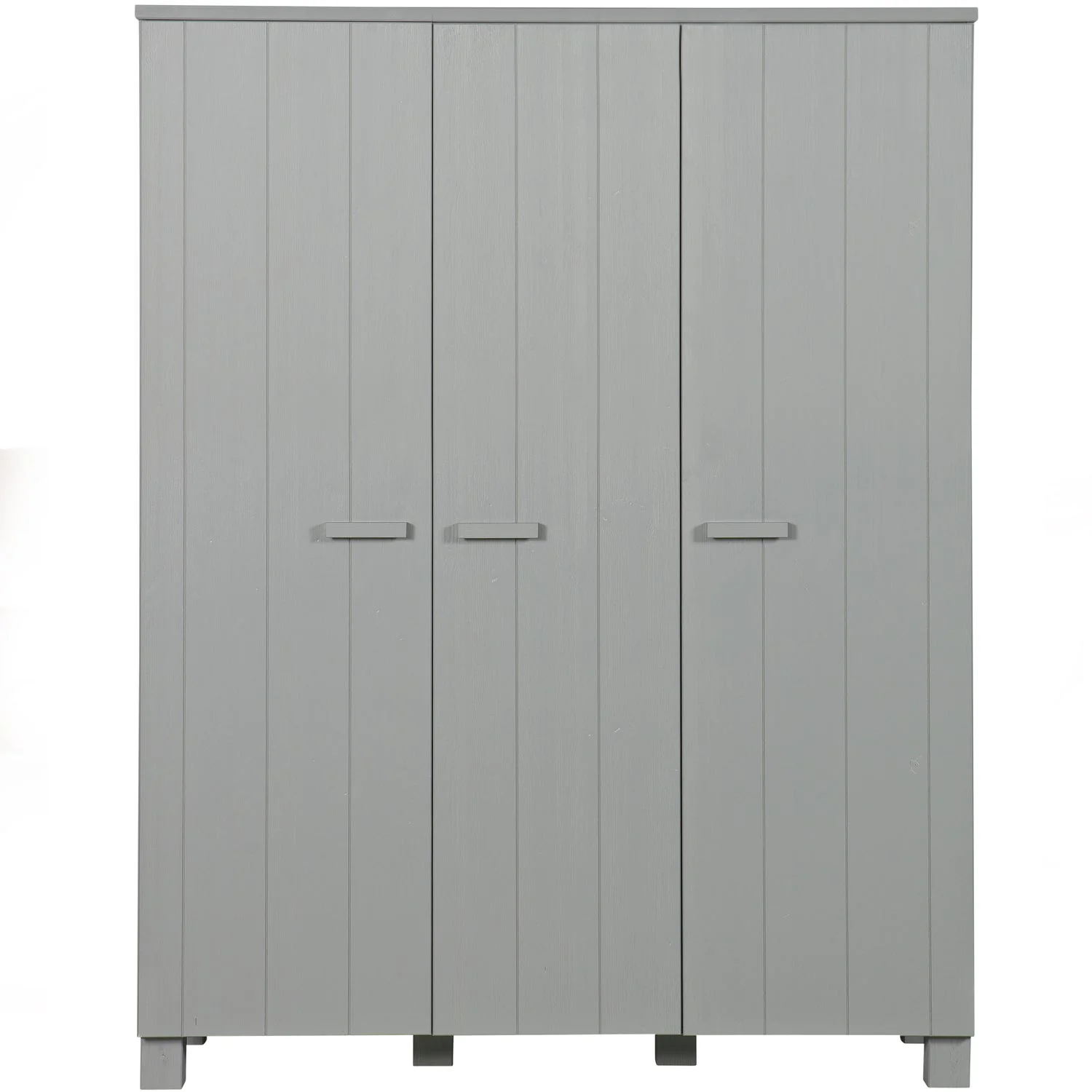 WOOOD - Dennis 3-Dørs Garderobeskab Fyrretræ Betongrå FSC 202x158x55 cm, Garderobeskabe hos HomeNordic