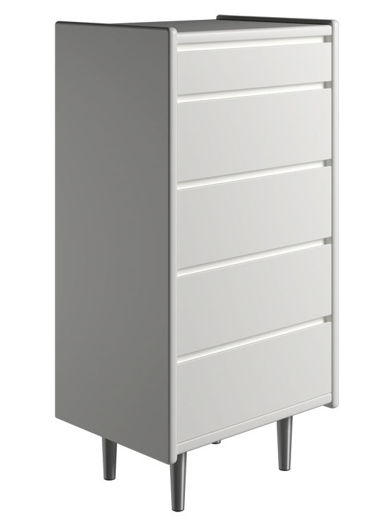 Krone kommode 50 cm bred med 5 skuffer hvidlakeret, Kommoder hos HomeNordic