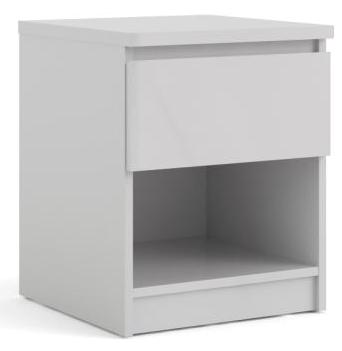 Nibe 40 cm bredt natbord hvid højglans med 1 skuffe og 1 hylde., Kommoder hos HomeNordic