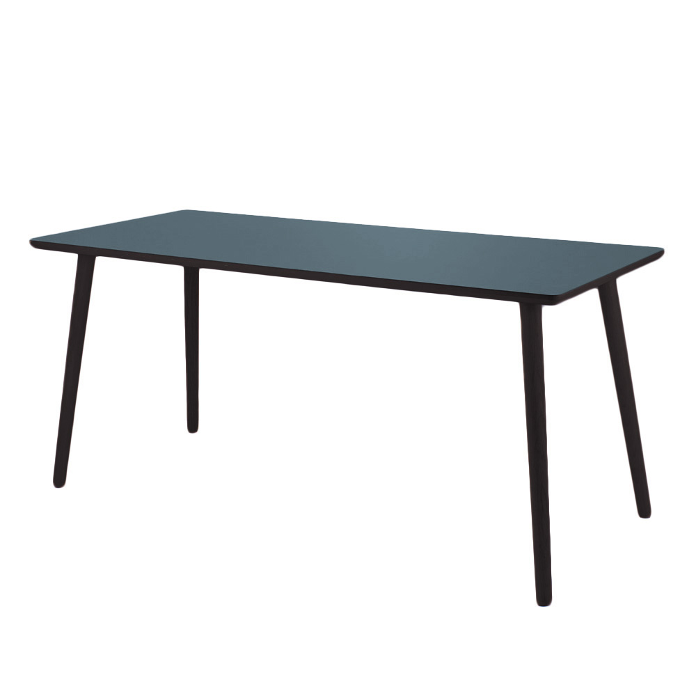 Skrivebord linoleum, Smokey Blue, sort kant, Skriveborde hos HomeNordic