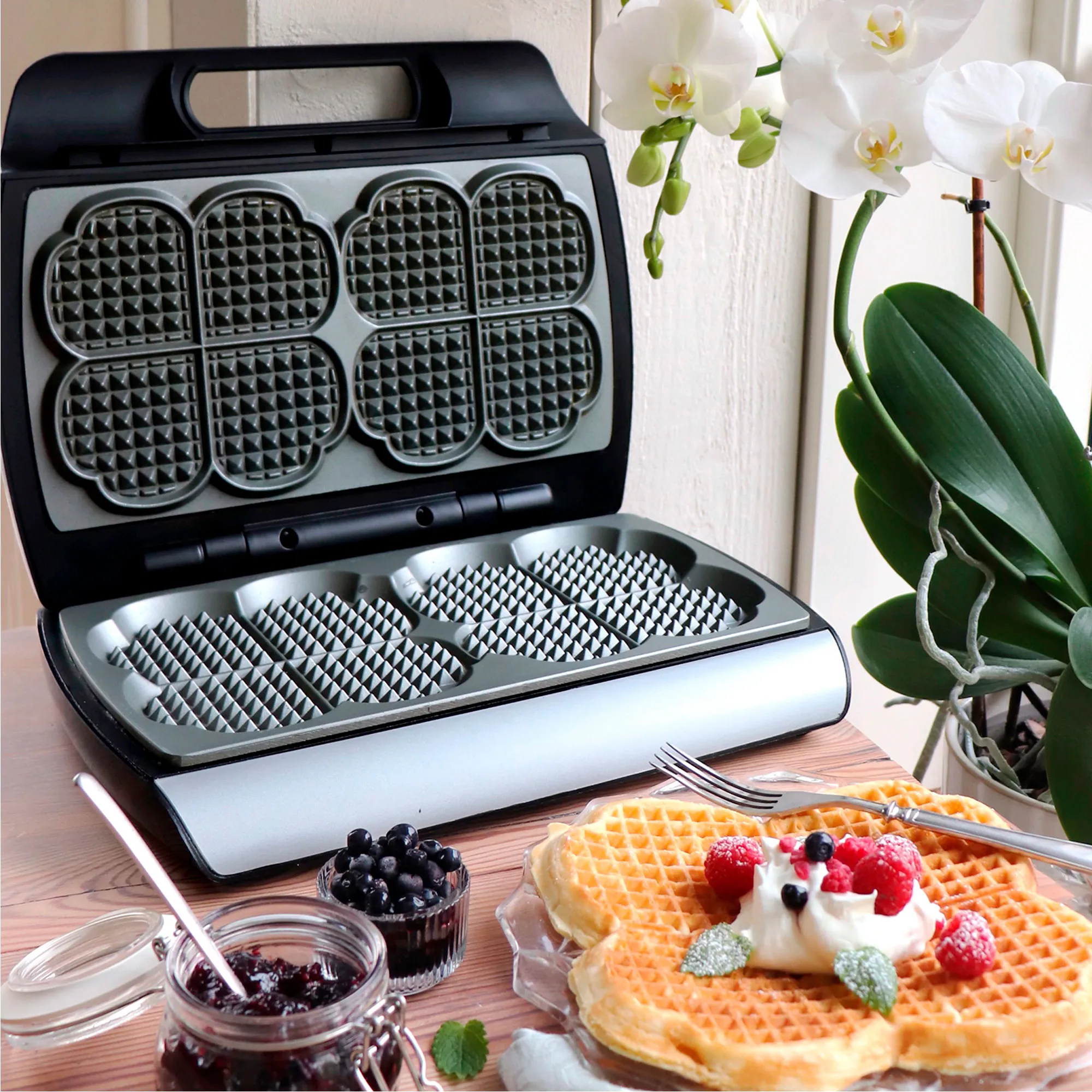 Elegance 910.2 dobbelt vaffeljern, keramisk, produktbillede 3 af 4 hos HomeNordic