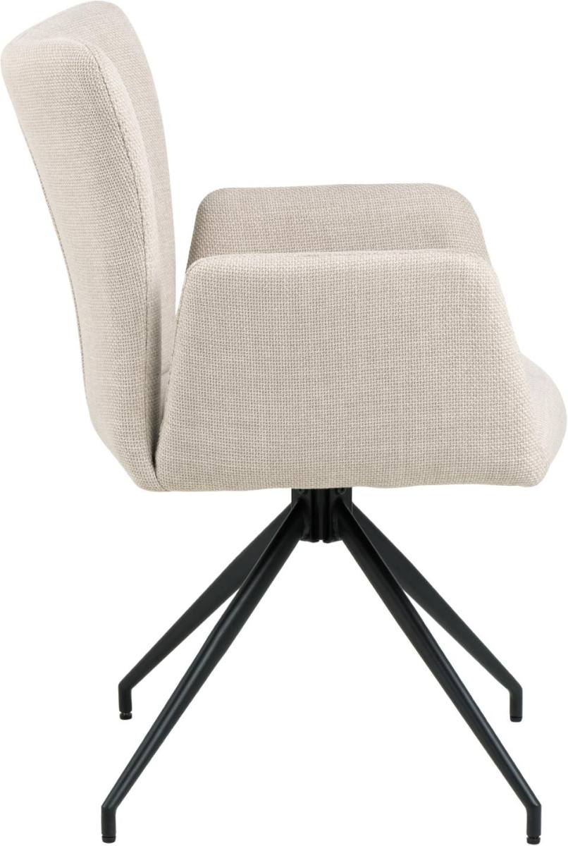 Sofie spisebordsstol med armlæn og drejefod i lys beige møbelstof, produktbillede 5 af 7, Spisebordsstole hos HomeNordic