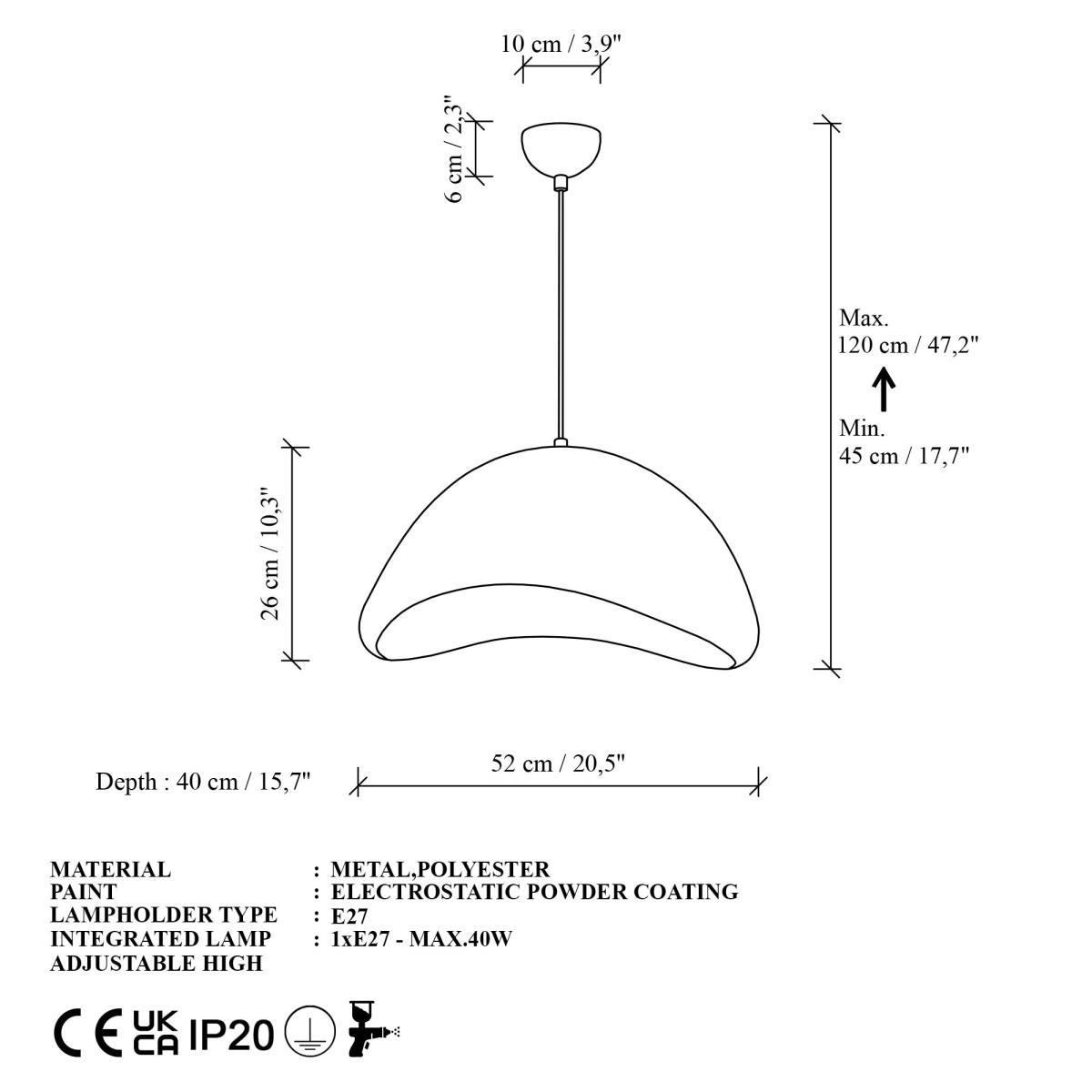NORDVÄRK Luna-50-Nua loftlampe, produktbillede 2 af 6, Loftlamper hos HomeNordic
