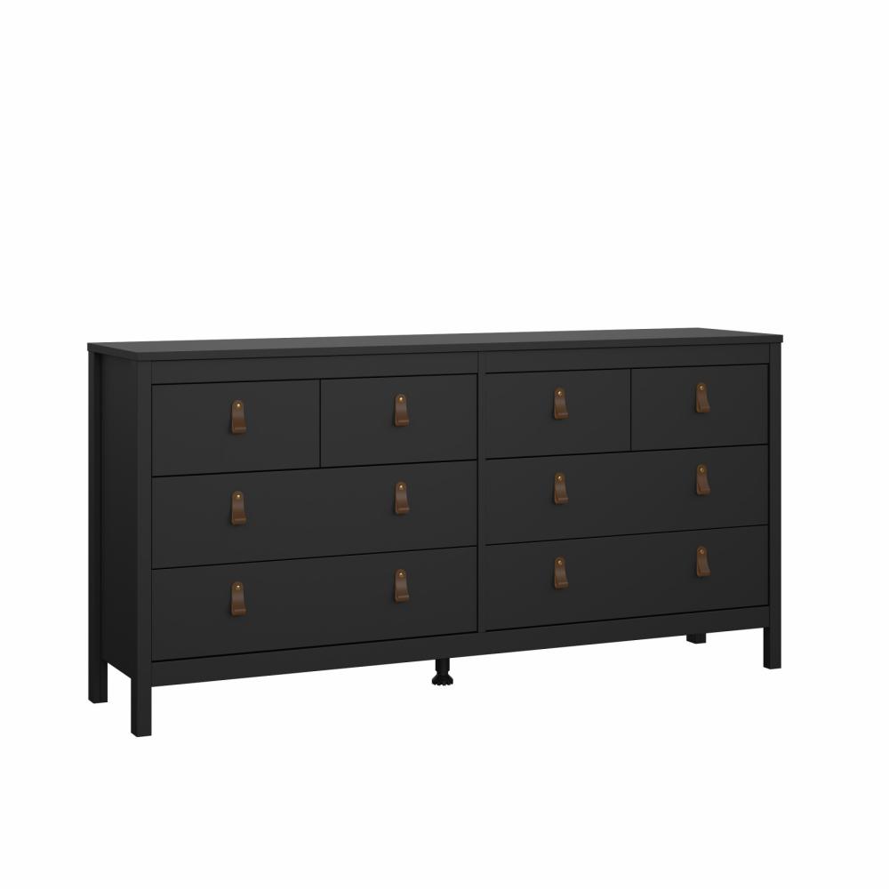 Lund kommode 8 skuffer 160 cm bred fås i flere farver Mat sort, Kommoder hos HomeNordic