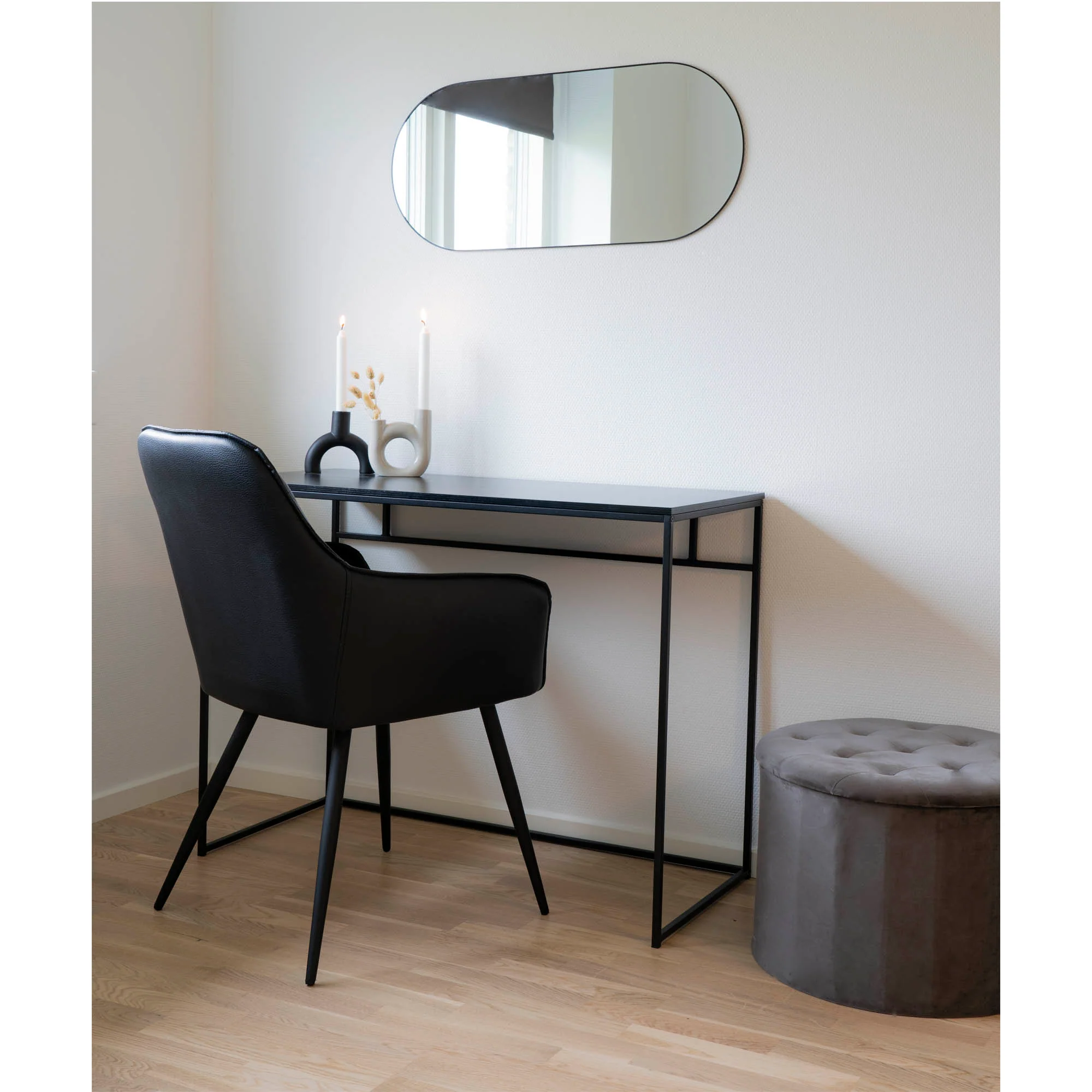 Vita - Skrivebord med sort ramme og sort bordplade 100x45x75 cm, produktbillede 2 af 5, Skriveborde hos HomeNordic