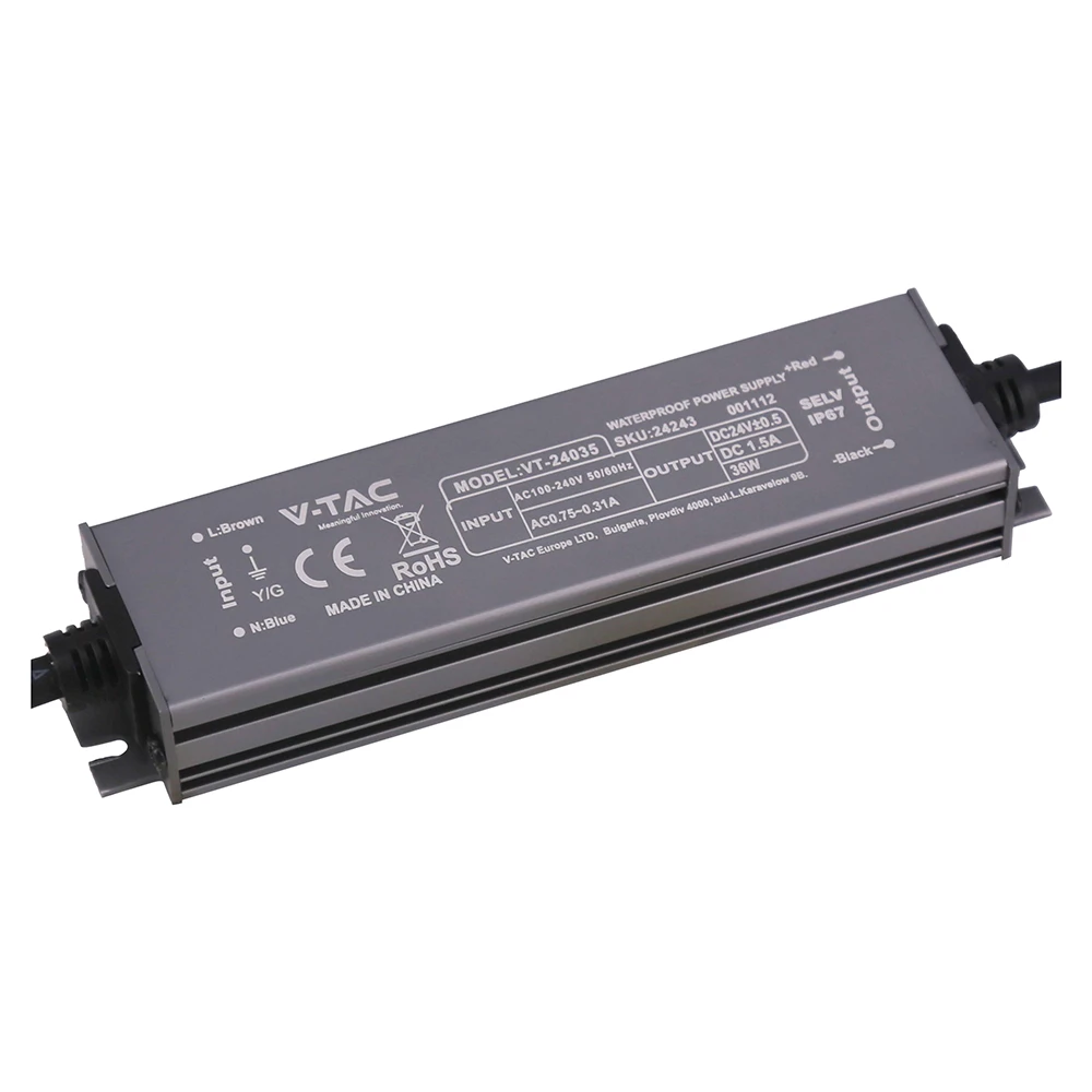 36W / 24V DC strømforsyning til LED strips, Strømforsyninger hos HomeNordic