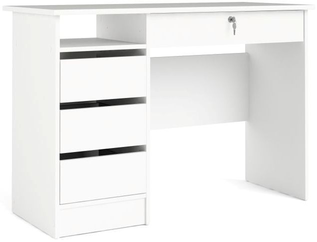 Prestige hvidt skrivebord 110 x 49 cm med 4 skuffer., Skriveborde hos HomeNordic