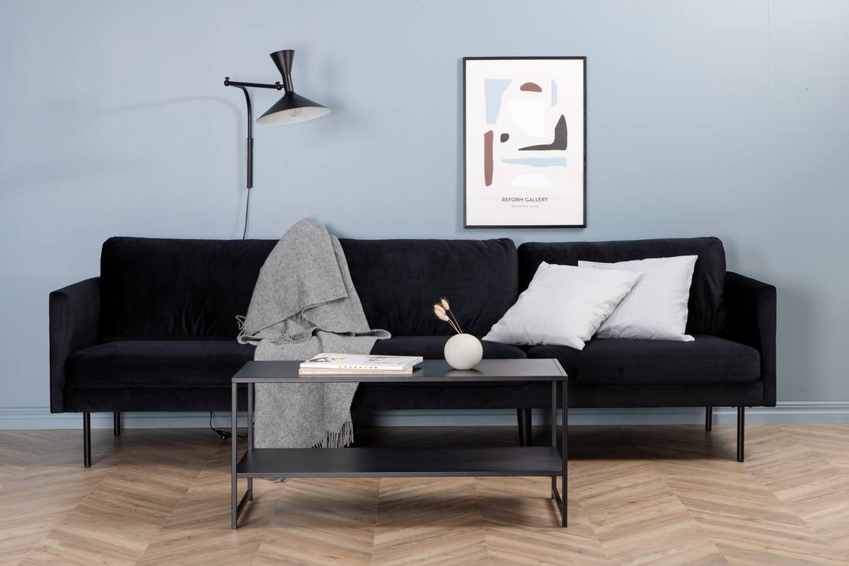 Polar - Sofa 3-personers i sort fløjl, produktbillede 3 af 8, Sofaer hos HomeNordic