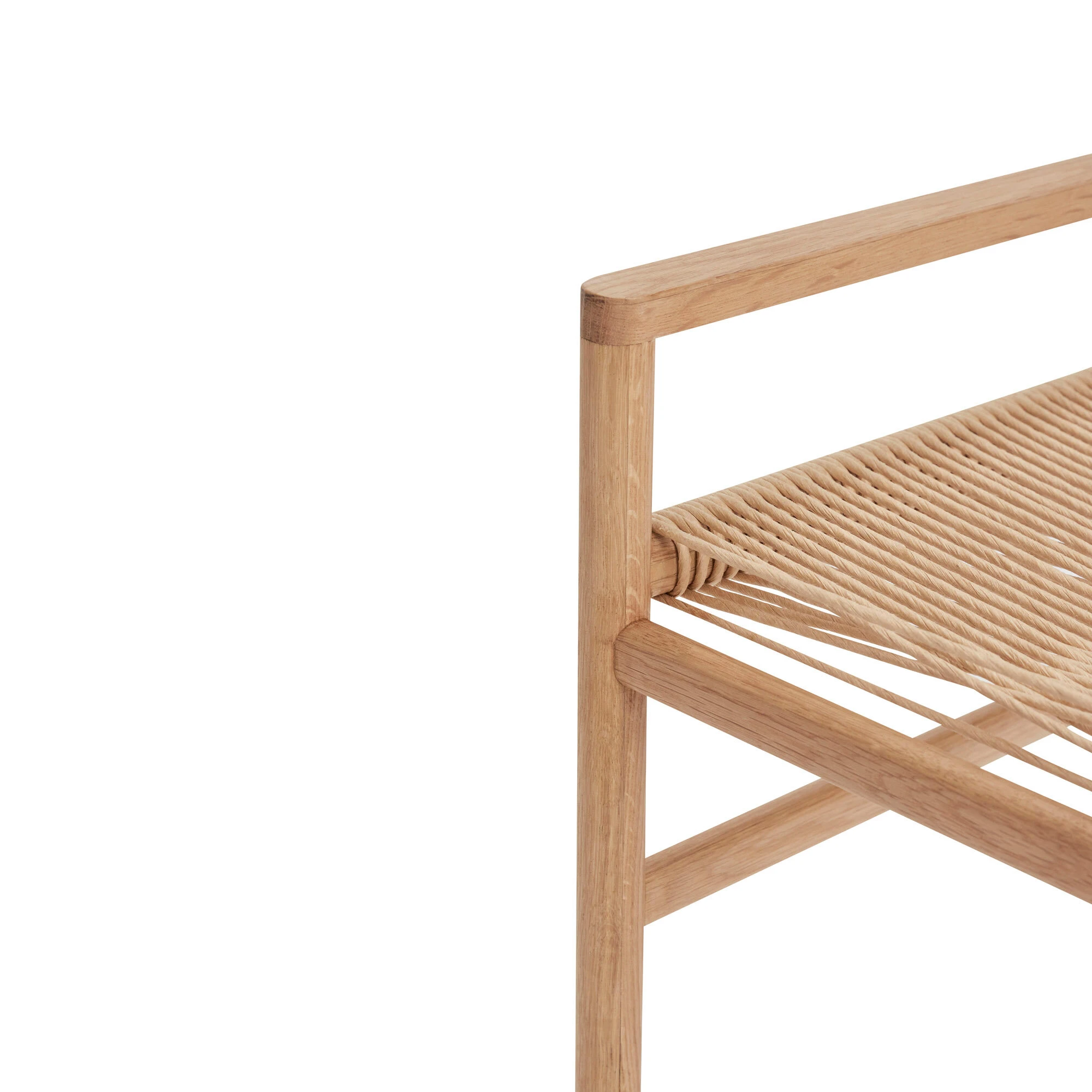 Bænk i egetræ/papirsnor, natur/off white, produktbillede 2 af 6 hos HomeNordic