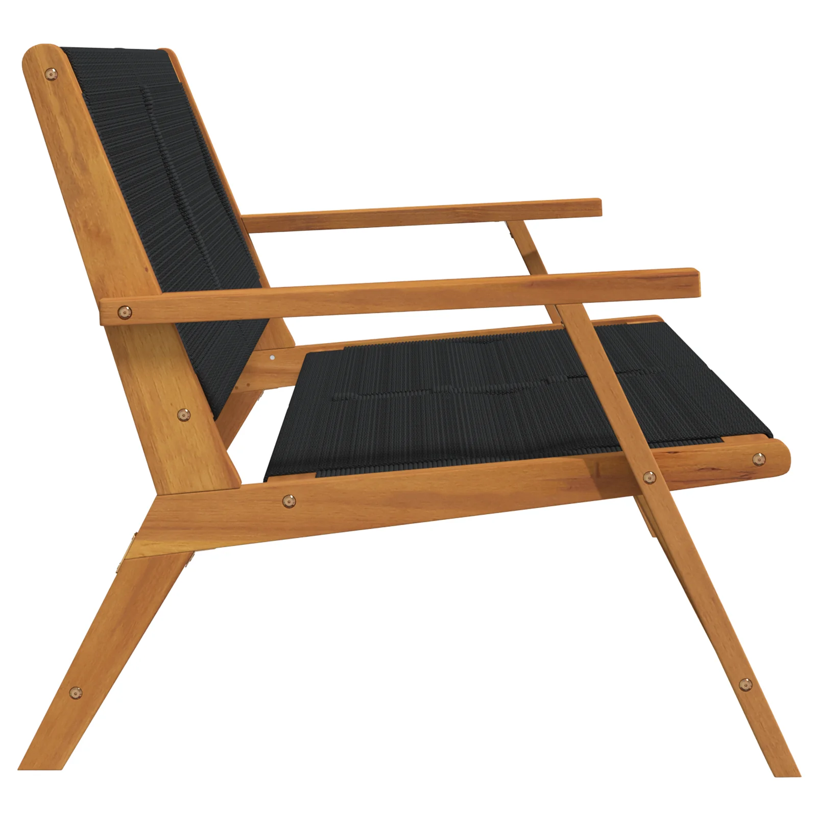 Havemøbler Sort 78 X 122 X 73Cm Massivt Akacietræ, produktbillede 6 af 10, Havestole i akacietræ hos HomeNordic