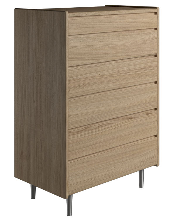 Krone 80 cm bred kommode med 6 skuffer i olieret egefiner, Kommoder hos HomeNordic
