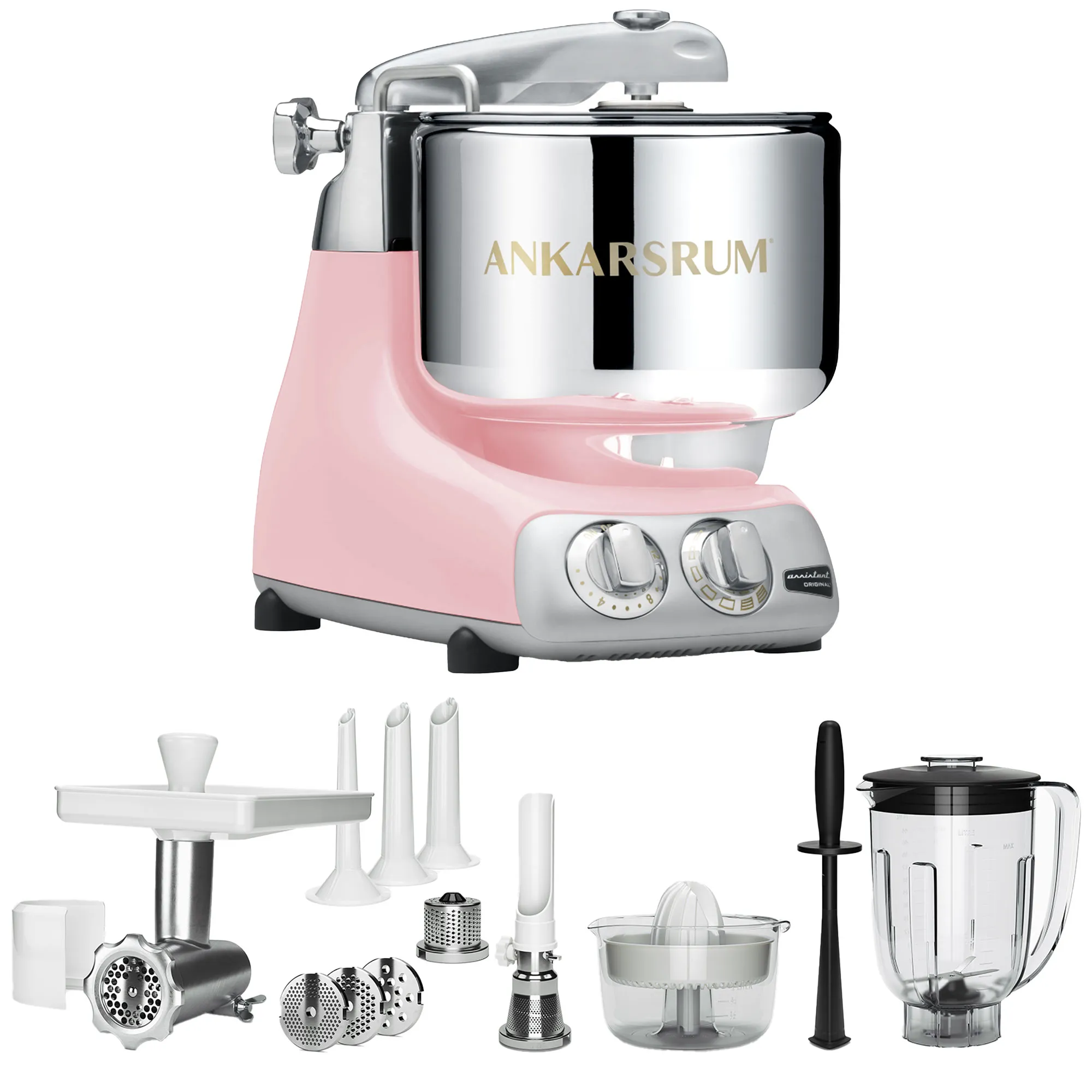 Ankarsrum Assistent Original AKM6230 Cloudy Pink + Deluxepakke, Røremaskiner hos HomeNordic