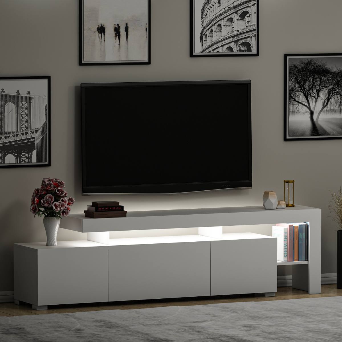 NORDVÄRK Beliz TV-bord, m. PVC-kantbånd LED-lys, produktbillede 10 af 10, TV-borde hos HomeNordic
