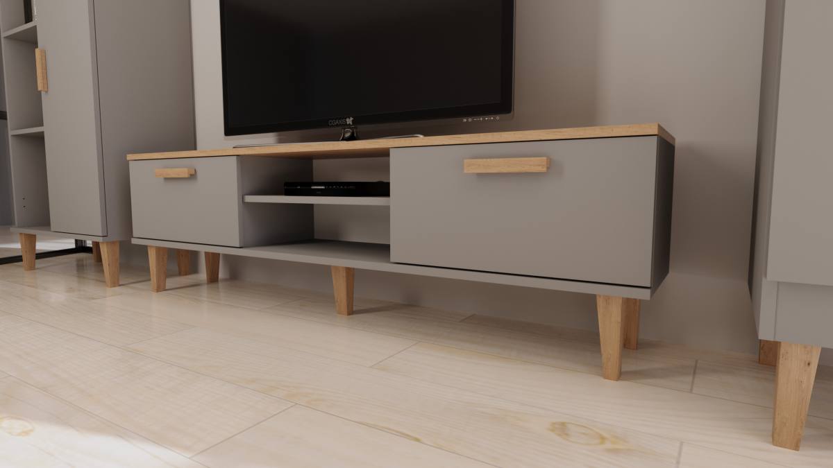 KOCOT Denver TV-bord, m. 2 låger og 1 hylde, produktbillede 3 af 4, TV-borde hos HomeNordic