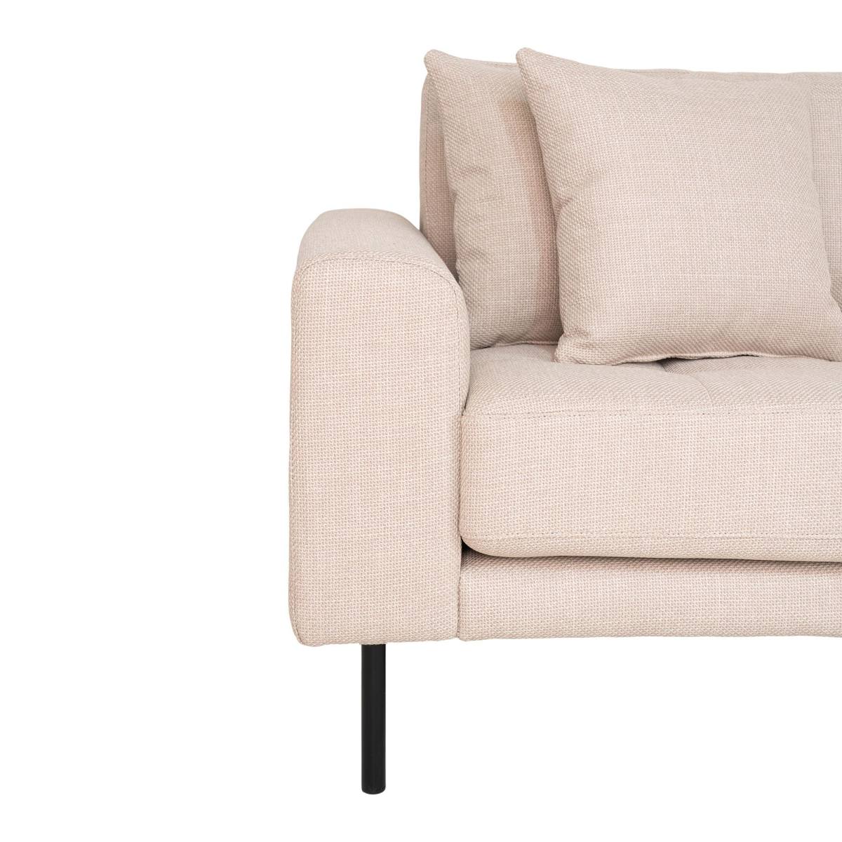 Lido Loungesofa - Loungesofa, Højrevendt I Beige Med Fire Puder Og Sorte Stål Ben, Hn1025 – billede 4