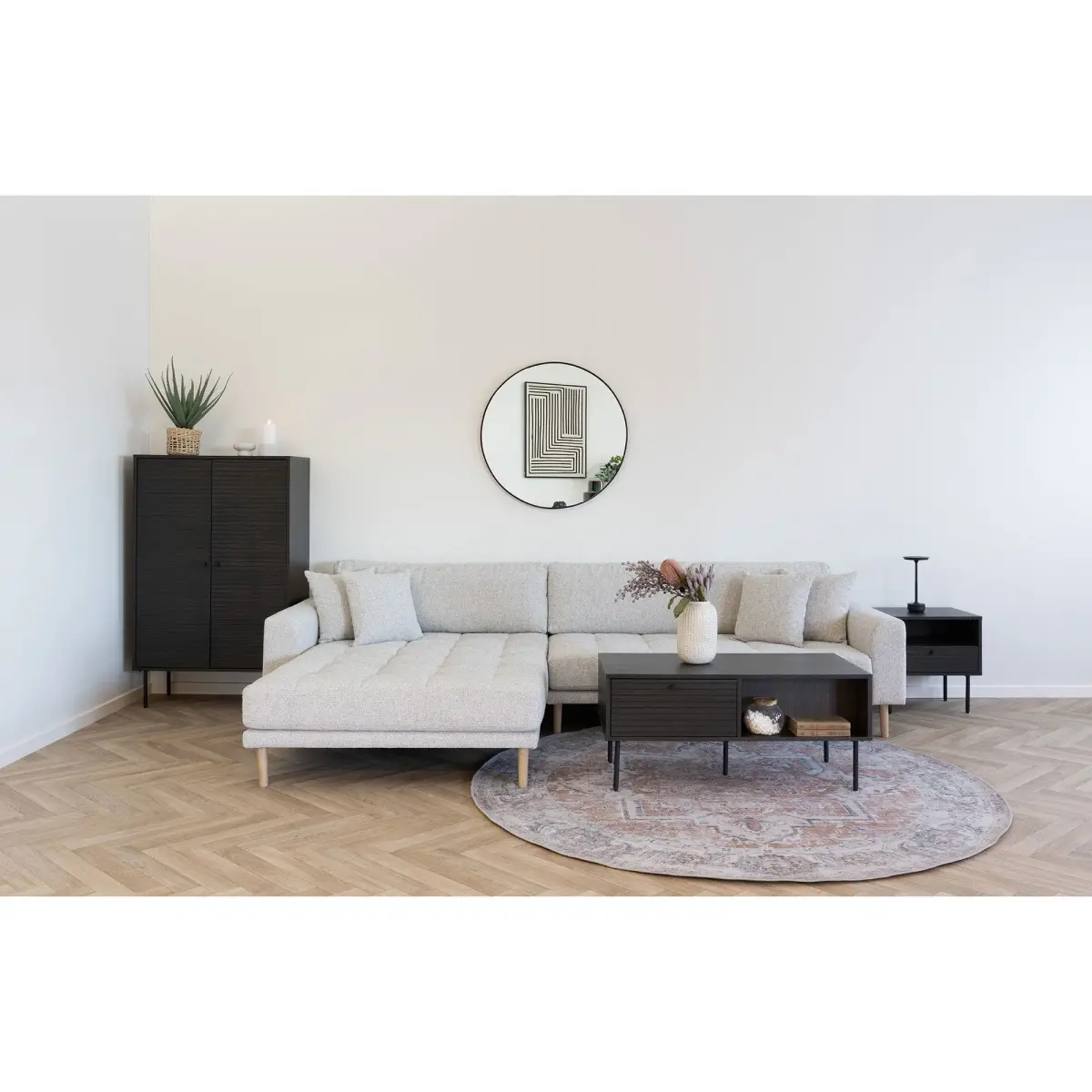 Kyoto Vitrineskab - Vitrineskab, 2 Låger, Egefiner, Smoked, Sorte Metalben 80X40X130 Cm – billede 4