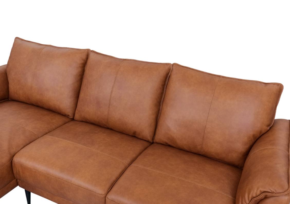 Jazz sofa med chaiselong til venstre i brun okselæder, produktbillede 6 af 9, Sofaer hos HomeNordic