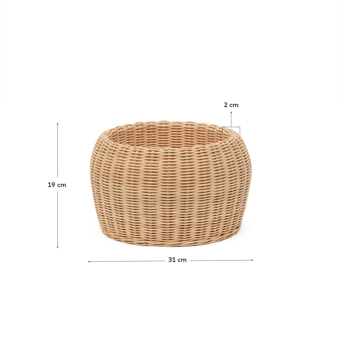 KAVE HOME Zilna vase, rund - natur rattan (H:19cm) – billede 2