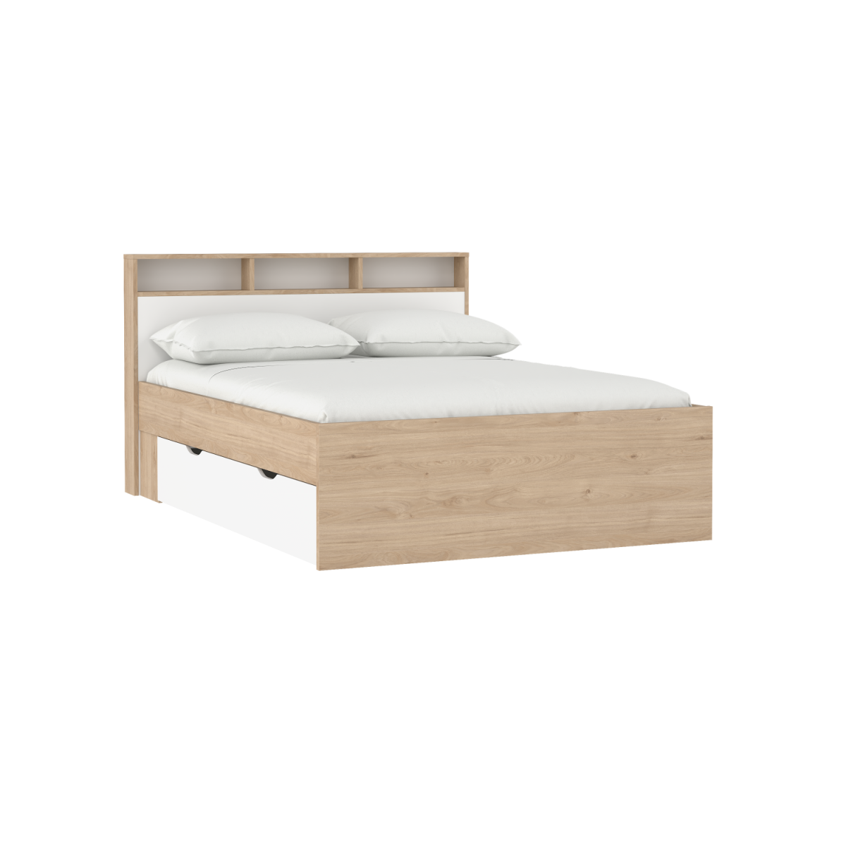 Estate dobbeltseng 140 x 190 cm i hvid egelook m hovedgærde og, Soveværelse hos HomeNordic