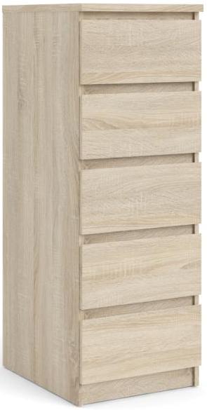 Nibe 40 cm bred kommode i ege look med 5 skuffer., Kommoder hos HomeNordic