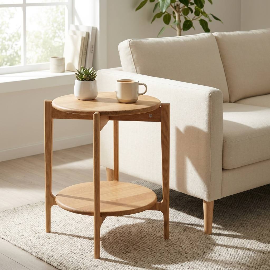 Vasa, Rundt hjørnebord i massiv eg med hylde og fem forskellige finish., produktbillede 5 af 24, Nordisk design hos HomeNordic