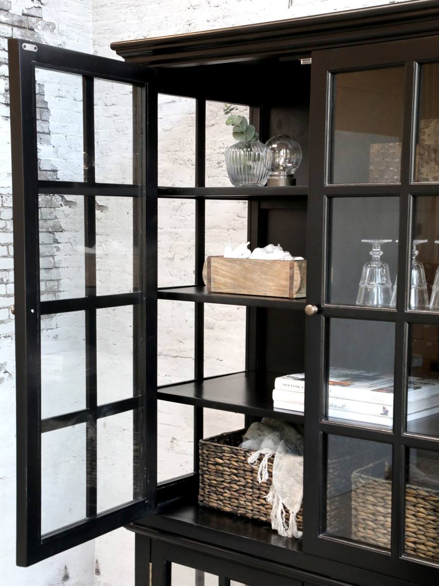 CHIC ANTIQUE MARSEILLE VITRINESKAB M/8 LÅGER SORT, produktbillede 2 af 24, Vitrineskabe hos HomeNordic