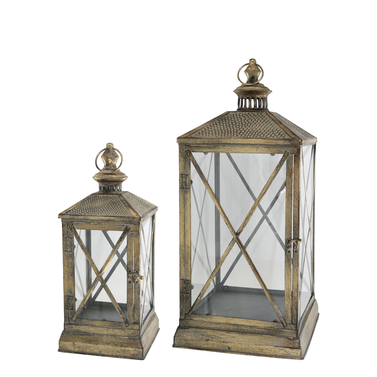 CHIC ANTIQUE LATERNE M/MØNSTRE PÅ TAG ANTIQUE/MESSING, Gulvlamper hos HomeNordic