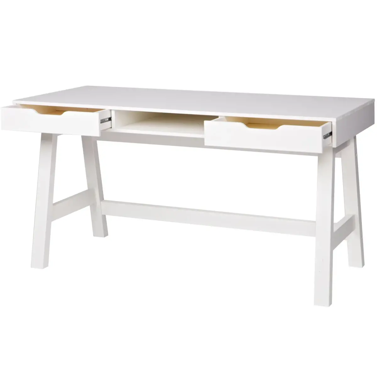 WOOOD - Nikki Skrivebord Fyrretræ Hvid FSC 75x140x62 cm, produktbillede 5 af 11, Skriveborde hos HomeNordic