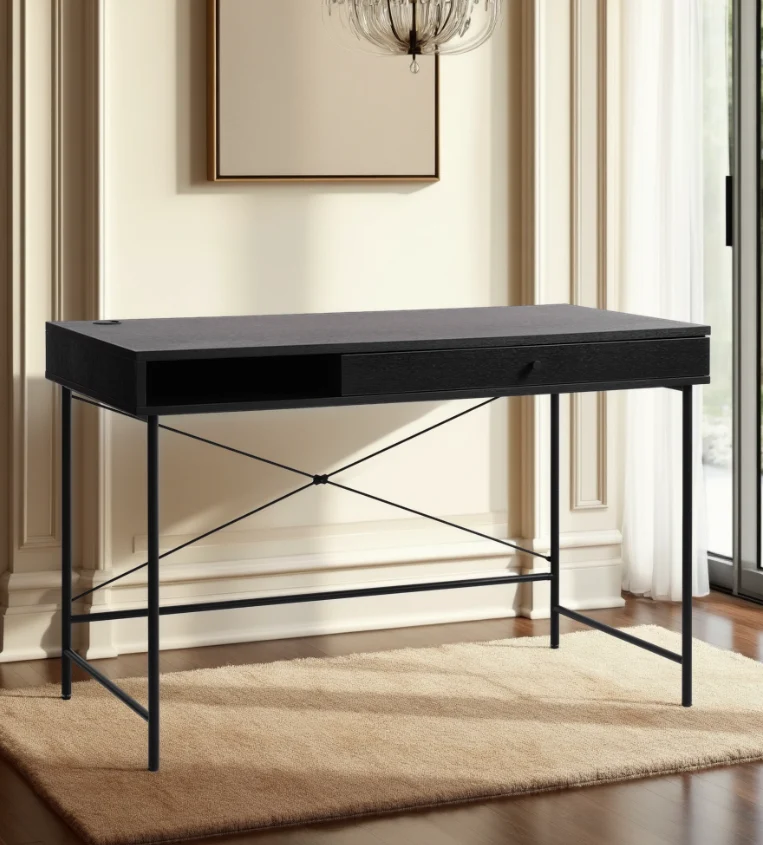 Pensacola Skrivebord, Sort Melamin, 120x60x76 cm, produktbillede 4 af 18, Skriveborde hos HomeNordic