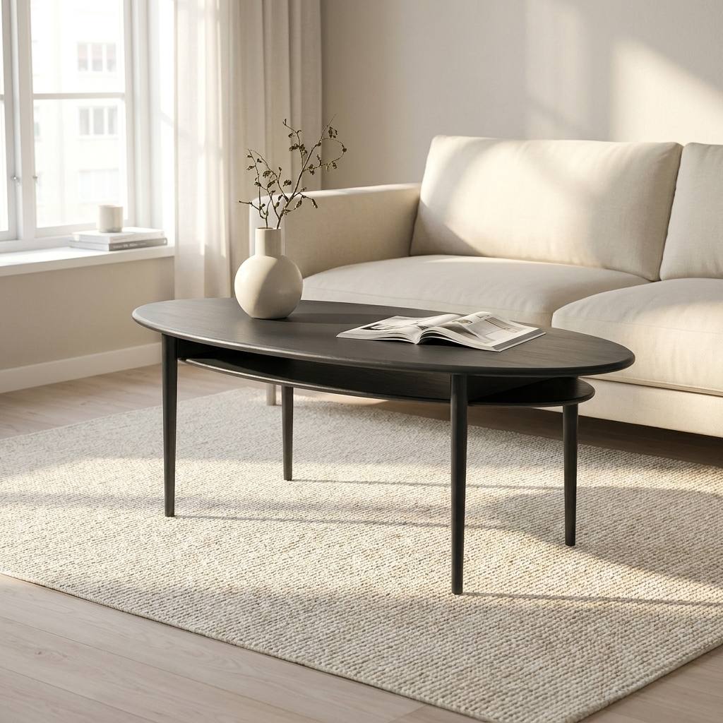 Veleta, Elipseformet sofabord i massiv eg og fem forskellige finish, Nordisk design hos HomeNordic