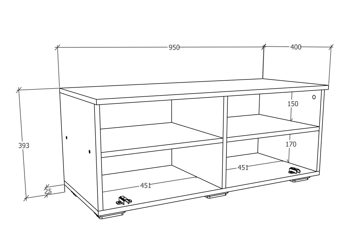 VCM NORDIC Arila XL TV-bord, m. 1 låge og 4 rum, produktbillede 2 af 5, TV-borde hos HomeNordic