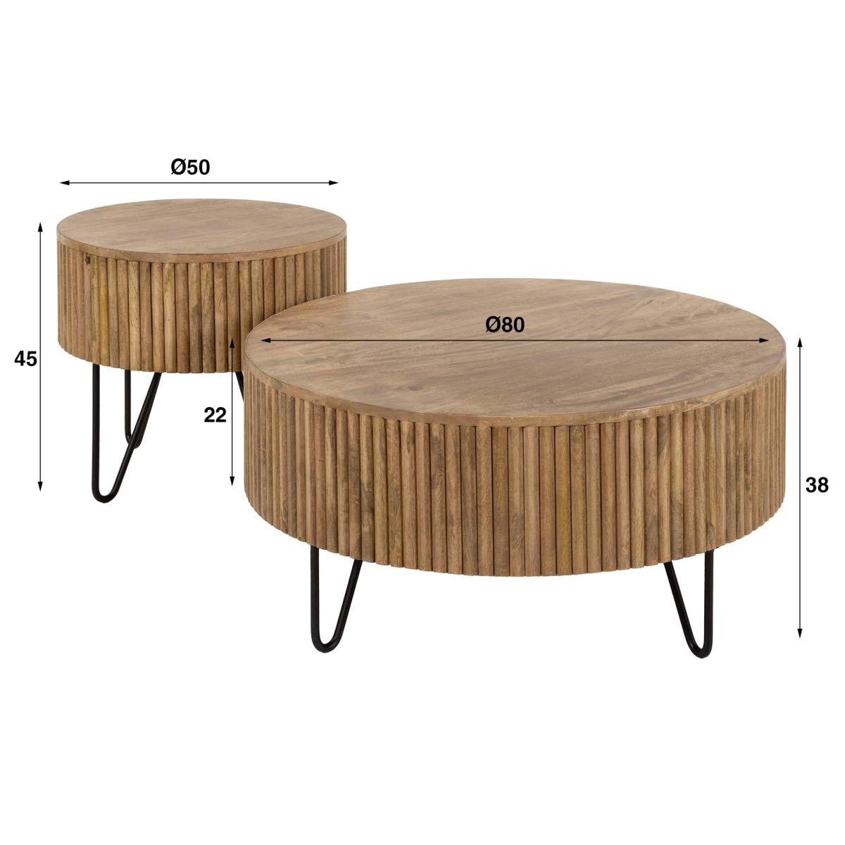 Drums - Sofabordssæt i massivt mangotræ, produktbillede 4 af 4, Moderne designs hos HomeNordic