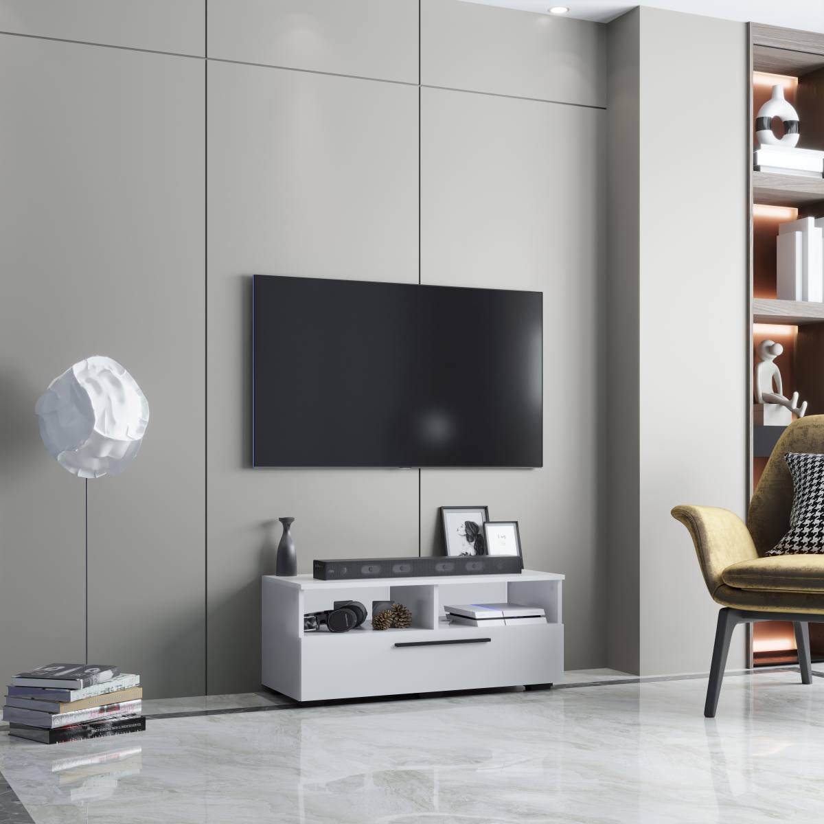 VCM NORDIC Arila L TV-bord, m. 1 låge og 4 rum, produktbillede 5 af 5, TV-borde hos HomeNordic
