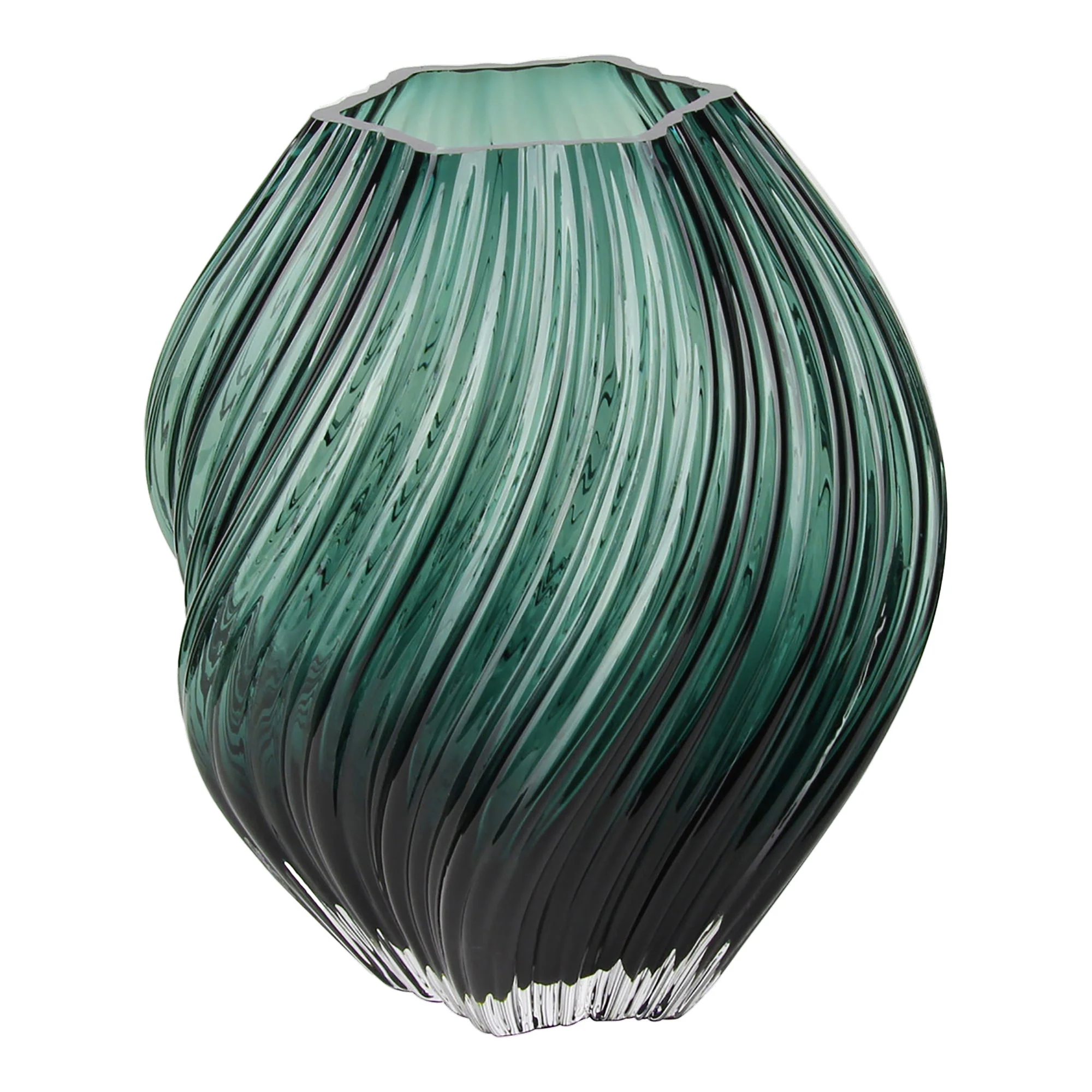 Vase - Vase, Mundblæst Glas, Mørkegrøn Ø19X23 Cm, Vaser hos HomeNordic