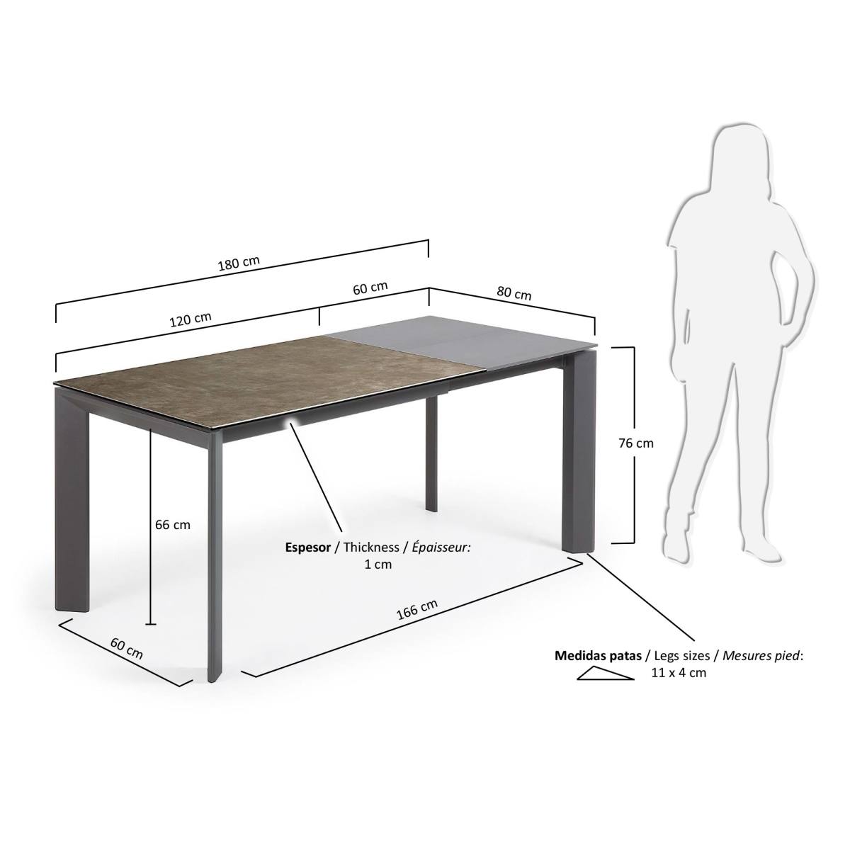KAVE HOME Axis spisebord, m. butterflybordplade, produktbillede 2 af 4, Spiseborde hos HomeNordic