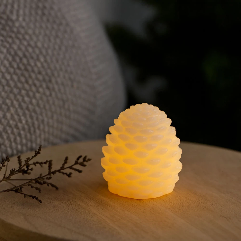 LED Kogle lys, blinkende flammeeffekt, hvid, Bloklys hos HomeNordic