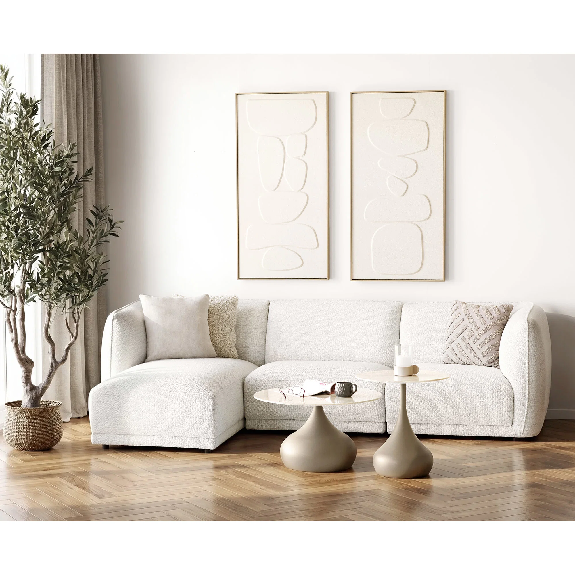 HOUSE NORDIC NOOR LOUNGESOFA VENSTRESTILLET 2 PUDER HVID, produktbillede 2 af 5, Sofaer hos HomeNordic