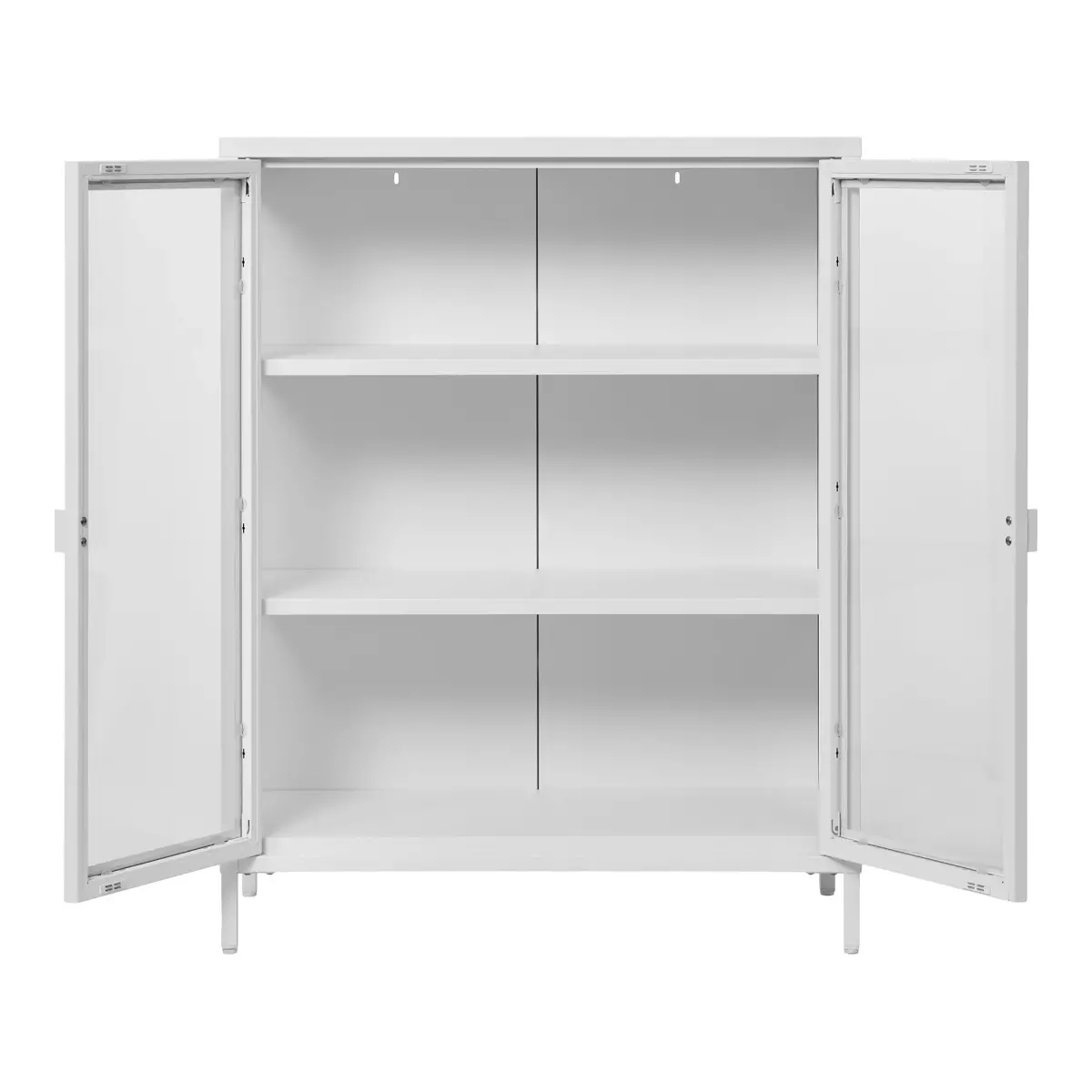 Brisbane Vitrineskab - Vitrineskab, 2 Glaslåger, Stål, Hvid 80X40X101 Cm – billede 3