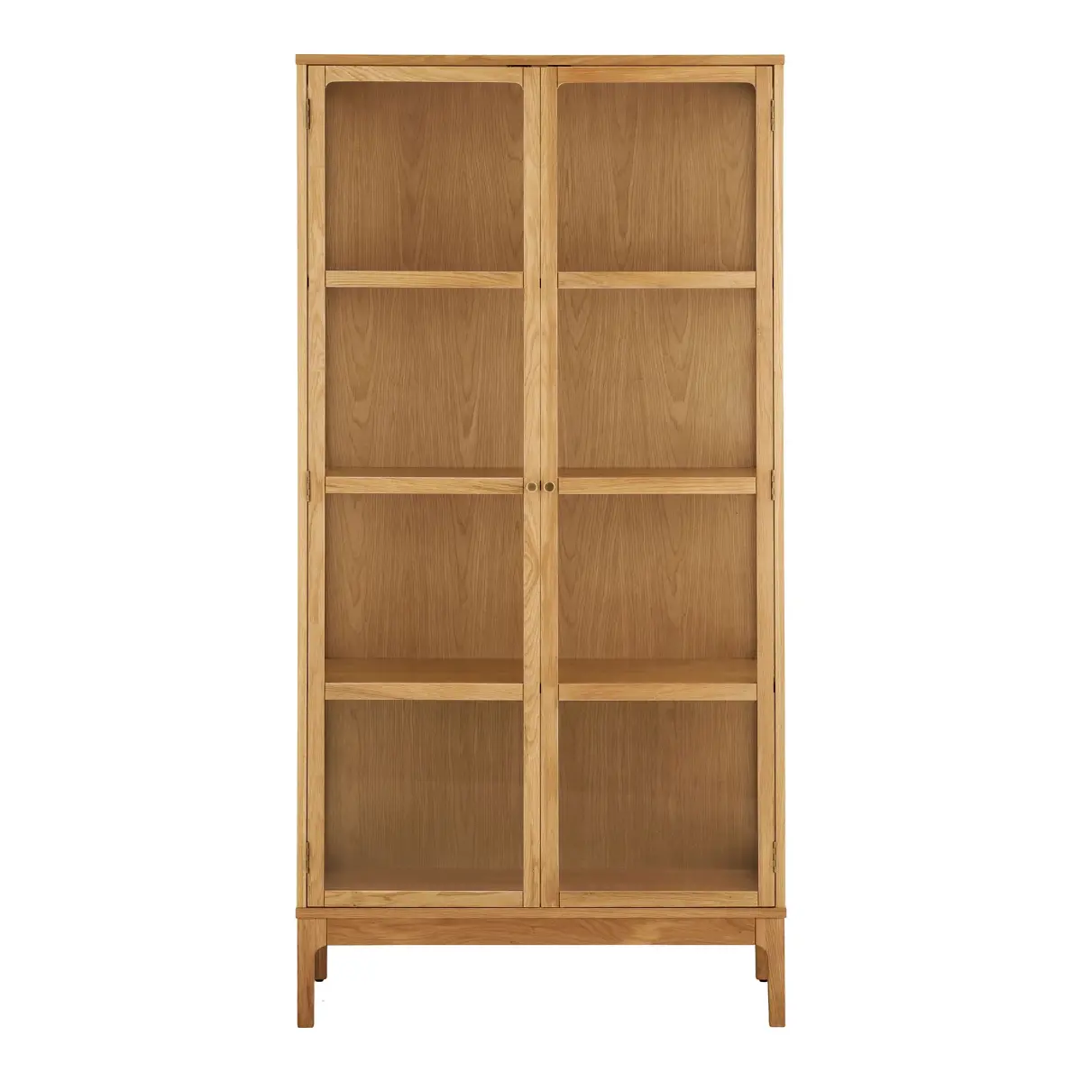 Zamora Vitrineskab - Vitrineskab, 2 Glaslåger, 3 Hylder, Eg/Egefiner/Hærdet Glas, Natur 40X90X180 Cm