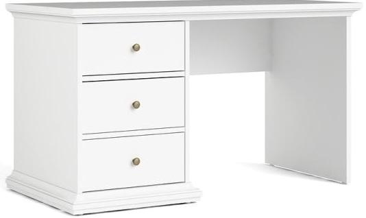 Frisenborg hvidt skrivebord 130 x 60 cm med 3 skuffer., Skriveborde hos HomeNordic
